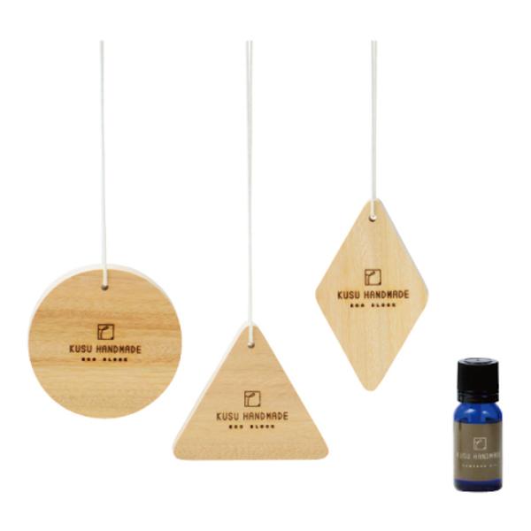 KUSU HANDMADE ハンギングブロック 3点 + カンフルオイル 10ml 衣類用防虫剤 くすのきオイル 樟脳油 日本製