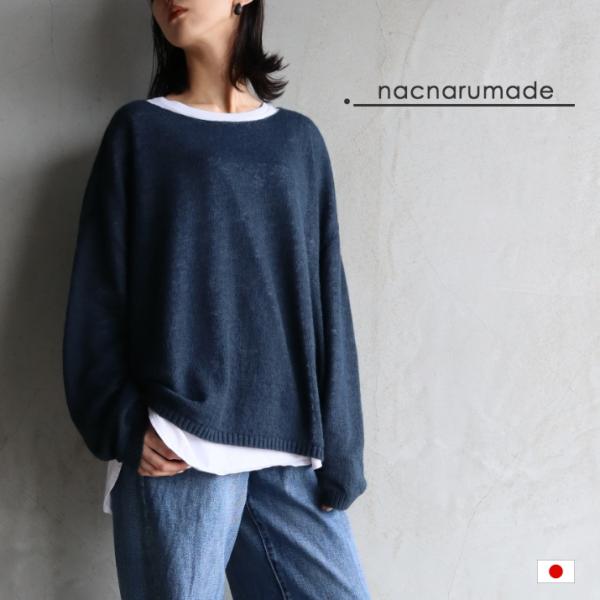 nacnarumade ニット セーター シアー 秋冬 冬 秋 日本製 レディース ウール モヘアタッチ クルーネック 長袖 薄手 五泉ニット タムヤーンシア―ニット