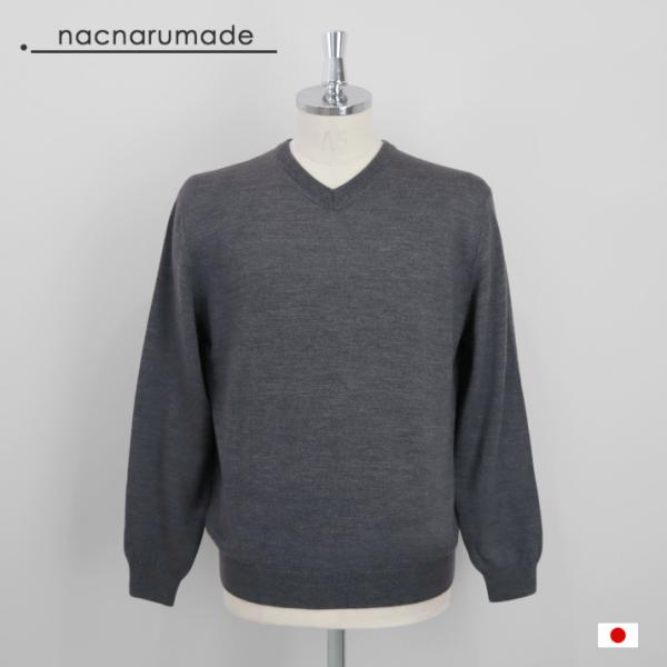 nacnarumade メンズ Vネック セーター 秋冬 冬 秋 日本製 ウール 長袖 薄手 五泉ニット ウールメンズVネックセーター