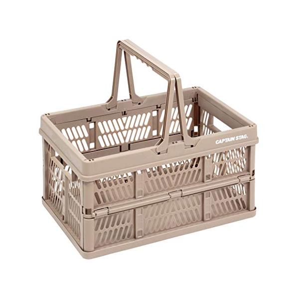 他サイト： キャプテンスタッグ(CAPTAIN STAG) 折りたたみ コンテナ カゴ フォールディング ハンディ コンテナ 取っ手付き Lサイズ 幅450×奥行の商品画像