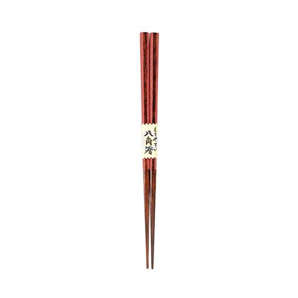 カワイ 『和柄の箸』 八角雨月 赤 21cm 105482