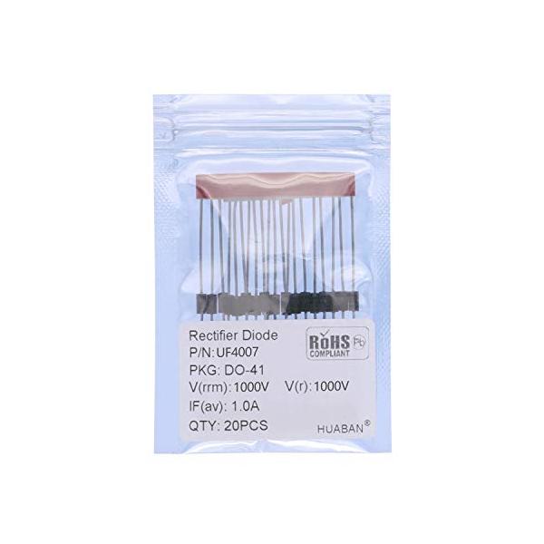 HUABAN 20PCS UF4007 超高速回復整流ダイオード 1A 1000V 50-75ns DO-41 (DO-204AL) Axial 1