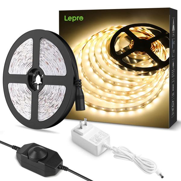 Lepro LEDテープライト 電球色 無段階調光 間接照明 5m 12v 高演色タイプ ストリップライト 切断可能 2835SMD 300LED高輝