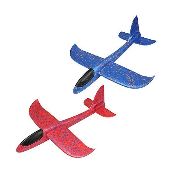 urban field グライダー 組み立てキット 飛行機 発泡スチロール 手投げ 特大 48cm 2個セット (レッド＆ブルー)