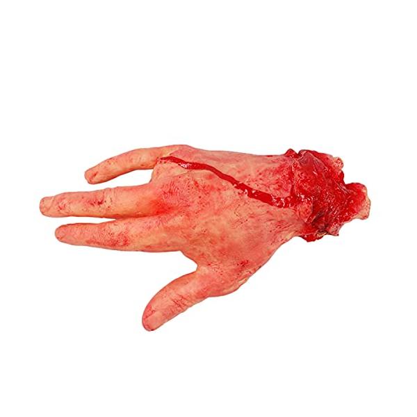 本物そっくりな切断された手です。柔らかい触感とリアルに造形されたジョークアイテム。大きさは凡そ実物大です。流血している様な生々しく不気味な作りに人を驚かせたるドッキリ用小道具としておススメ。インテリアや仮装道具としてどうぞ。ハロウィン・肝試...