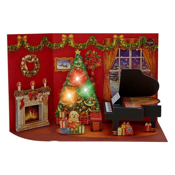 サンリオ クリスマスカード メロディ-カード 赤い部屋とピアノ ピアノ