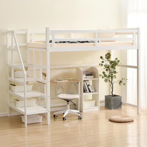 3/3-3/5全店P5倍 ロフトベッド ハイタイプ 木製 シングル コンセント