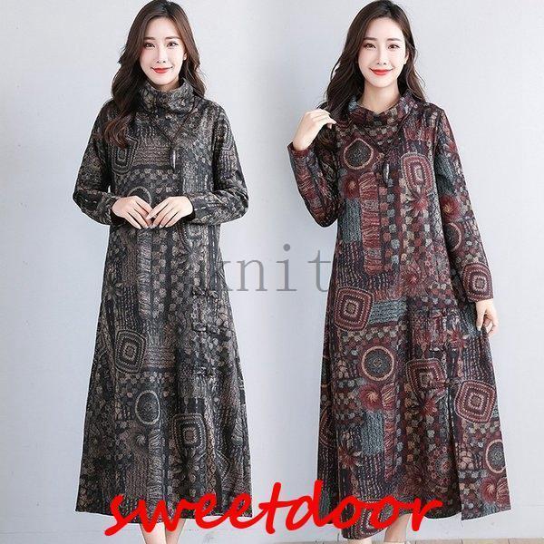 ワンピースレディース冬40代チュニック50代60代シニアおしゃれ着やせ