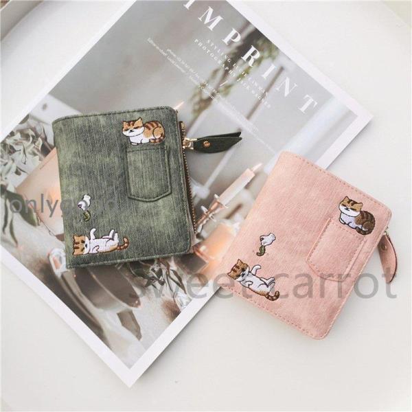 猫 ミニ財布 レディース財布 小銭入れ 可愛い 二つ折り財布 財布 女性用 ウォレット 札入れ ケース コイン ネコ ガールズ 女の子 学生