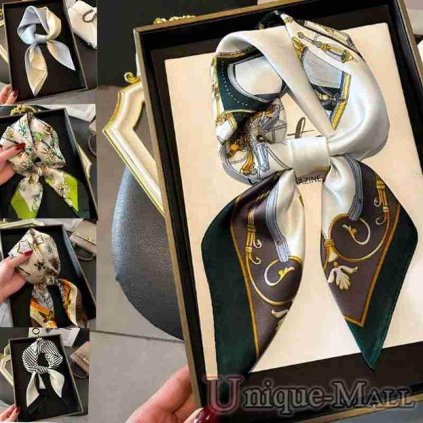 スカーフ レディース シルク タッチ  春 夏 秋 冬 用 アート 市松模様 チェック 正方形 70×70cm プレゼント ストール バンダナ