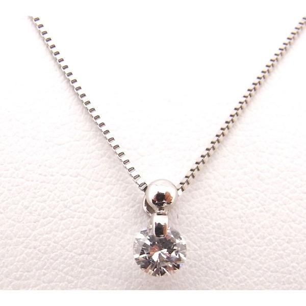 Pt850 プラチナ ネックレス 1粒ダイヤモンド0.34ct【中古】【程度A 