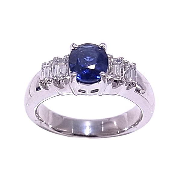 PT900 天然 サファイア 0.97ct ダイヤ 0.08ct リング