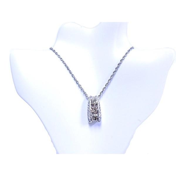 カシケイ スリーストーン ネックレス ブラウンダイヤ 1.00ct 0.20ct 