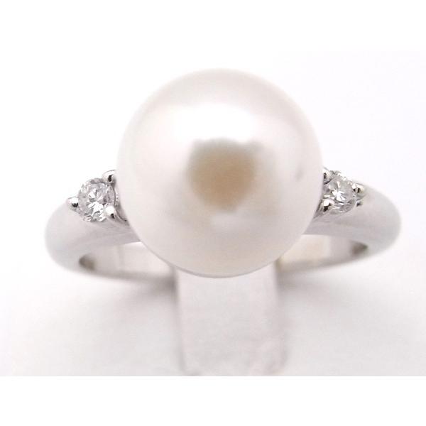 Pt900 指輪 パールリング 約9mm玉 ダイヤモンド プラチナ 真珠 リング  