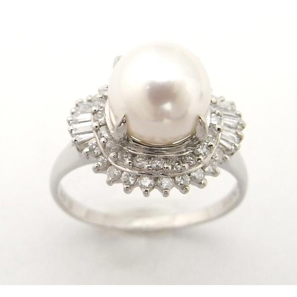 パール 真珠 8.2mm ダイヤモンド Pt900 ダイヤ リング プラチナ