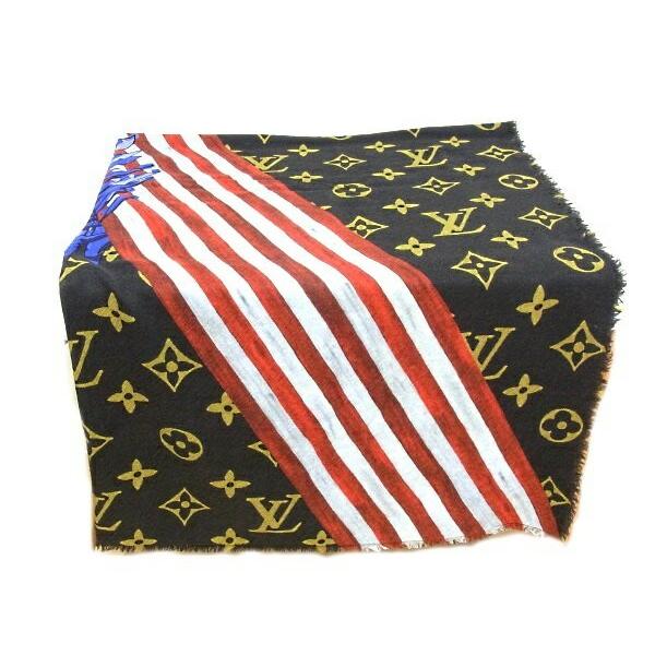 LOUIS VUITTON ルイヴィトン モノグラム ストール　美品 LOUIS VUITTON ルイヴィトン モノグラム シルク×ウール ストール