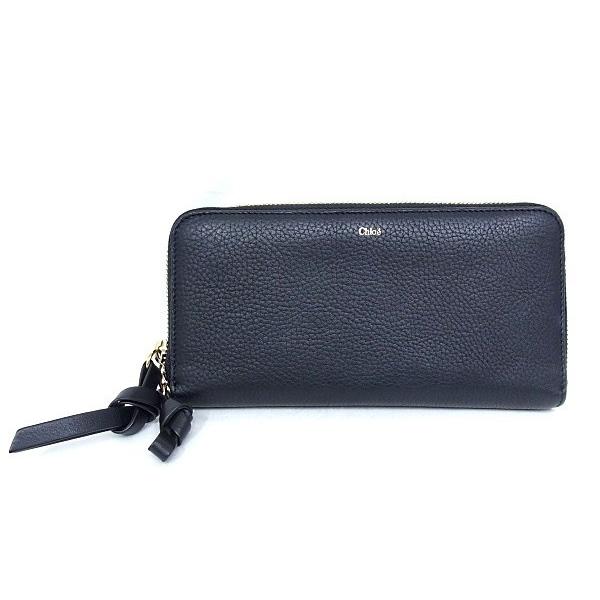 Chloe（クロエ） ラウンドファスナー 長財布 ブラック アルファベット 