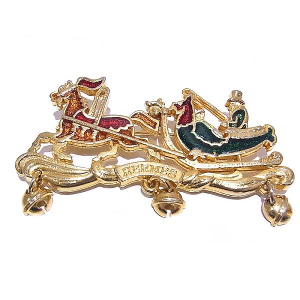 HERMES（エルメス） HELMES ブローチ クリスマス 馬車 七宝焼き