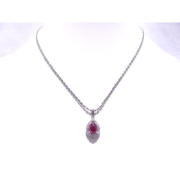 Pt850/900 プラチナ ネックレス ダイヤ合計0.53ct ルビー3.12ct 【中古 