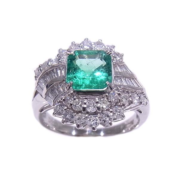 Pt900 プラチナ 指輪 エメラルド 1.08ct ダイヤモンド 1.02ct リング  