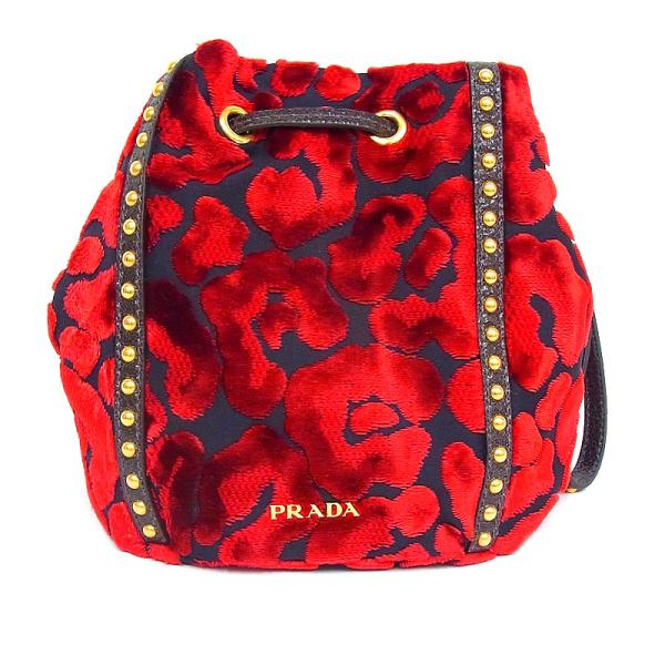 PRADA（プラダ） 巾着バッグ ポーチ BN1818 レーヨン/シルク/レザー