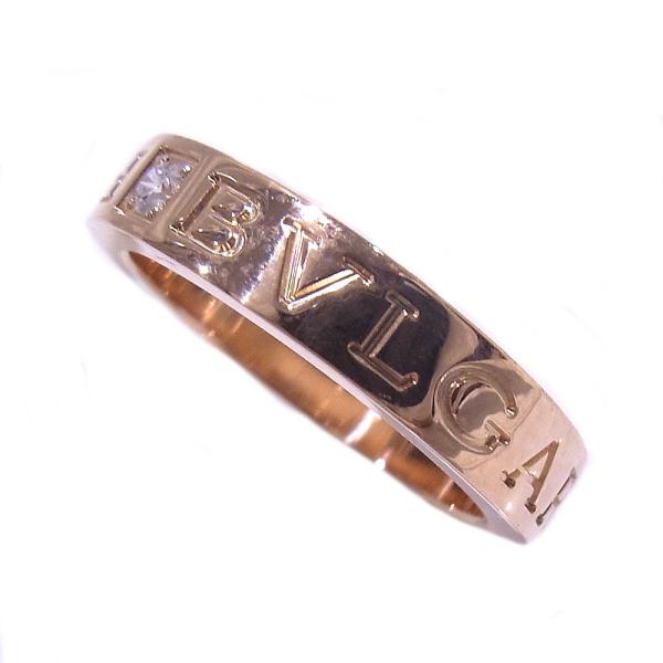 BVLGARI（ブルガリ） ダブルロゴリング 1Pダイヤ 750 18K PG ピンク