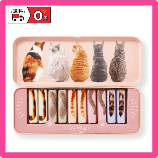 おすわりしてこちらを見つめている猫ちゃんたちが大集合！中には、チョコレートクリームとストロベリー味2種類のショートバーチョコレートが入っていて、1本1本にしっぽがデザインされた、にゃんともかわいい商品です。商品名：ねこぜ缶商品サイズ：8.0...