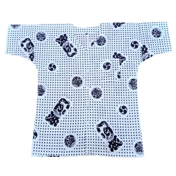 本染め魚河岸シャツ Lサイズ 認定証付き 木綿晒 伝統魚河岸豆絞り 巴紋