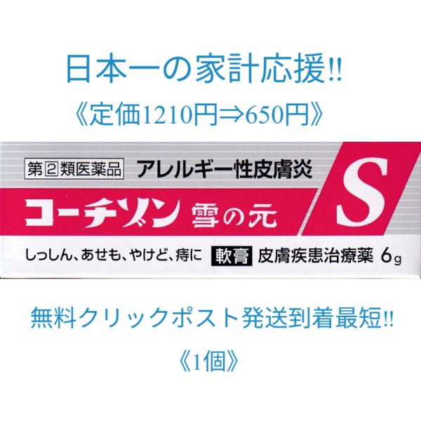 【第(2)類医薬品】かゆみ止め コーチゾン雪の元S(6g) 虫さされ あかぎれ しもやけ あせも 凍傷 アレルギー性皮膚炎 くさ しっしん ひび 火傷 痔疾 疱疹状皮膚炎