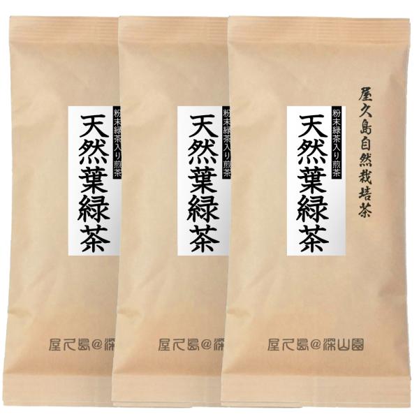 水出し（冷温共用）屋久島 粉末緑茶 入り 徳用 煎茶 「天然葉緑茶」一二三番茶 100g×3  無農薬 無化学肥料 残留農薬ゼロ