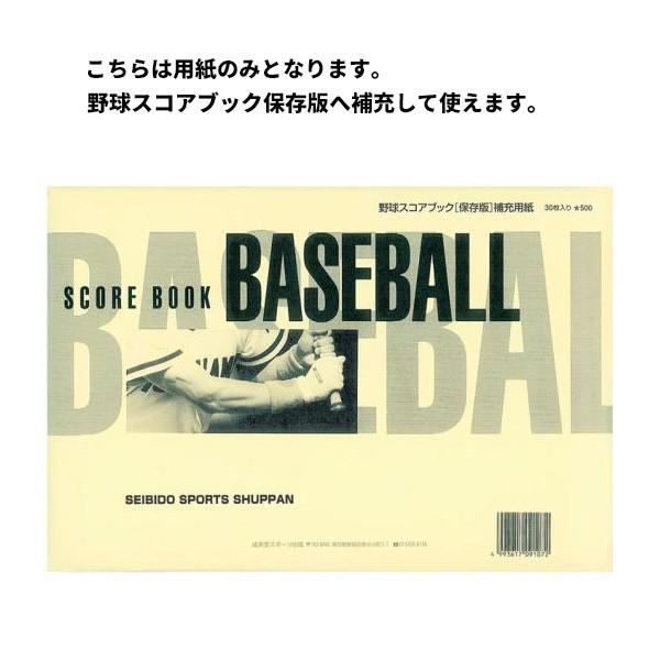 野球 スコアブック 保存版補充用紙のみ 成美堂スポーツ出版 ９１０７
