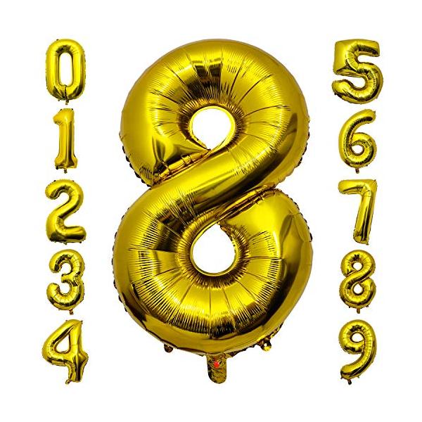 SALE／61%OFF】 大きい 数字4バルーン バースデー パーティー 誕生日 風船 飾り セット ゴールデン （0-9）40inch,100cm  (4)