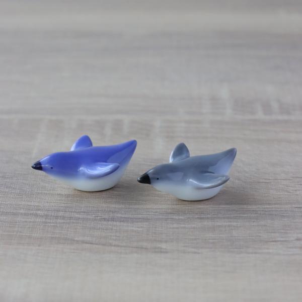 ペンギン ミニチュア 小さい 置物 ブルー グレー 海の生き物 有田焼 陶磁器 日本製