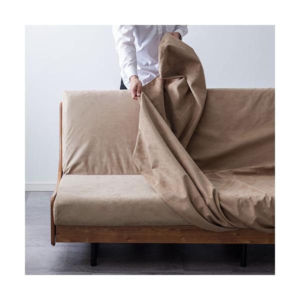 Meuble(モーブル)　ソファカバー　Exらくらくカバー　180cm　「フォース」　布　ブラウン色 448