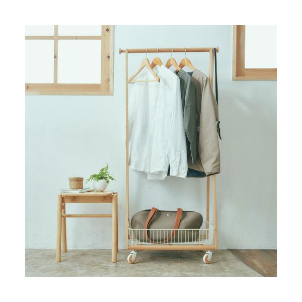 弘益　KOEKI　Mash　LIV　コートハンガー　幅66×奥行41.5×高さ140.5cm　バスケット棚付　ホワイト　LIVCH1WH 448