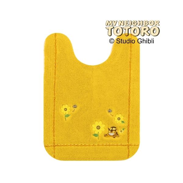 センコー　ロングトイレマット　ネコバス花のバス停　トイレタリー　80×60cm　イエロー 446