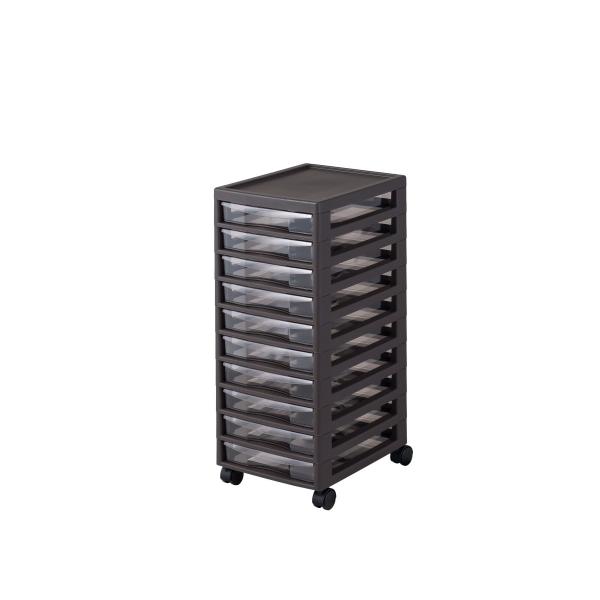 他サイト： 収納用品 アプロス A4浅10段 ダークブラウン 幅270×奥行345×高さ642ｍmの商品画像