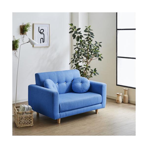 ウェブ限定】ソファベッド「サーム」ブルー SO-SM-BL 引っかきキズに