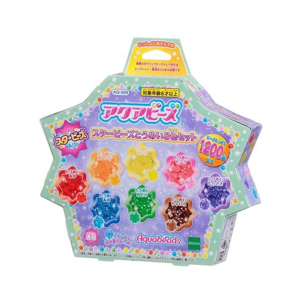素粒水　ビーズ　17個セット エポック社 アクアビーズ スタービーズ とうめい8色セット