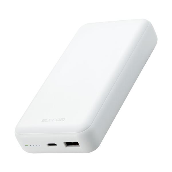 エレコム DE-C34-20000WH モバイルバッテリー 20000mAh USB Power Delivery準拠 20W USB-A出力1ポート USB-C入出力1ポート ホワイト