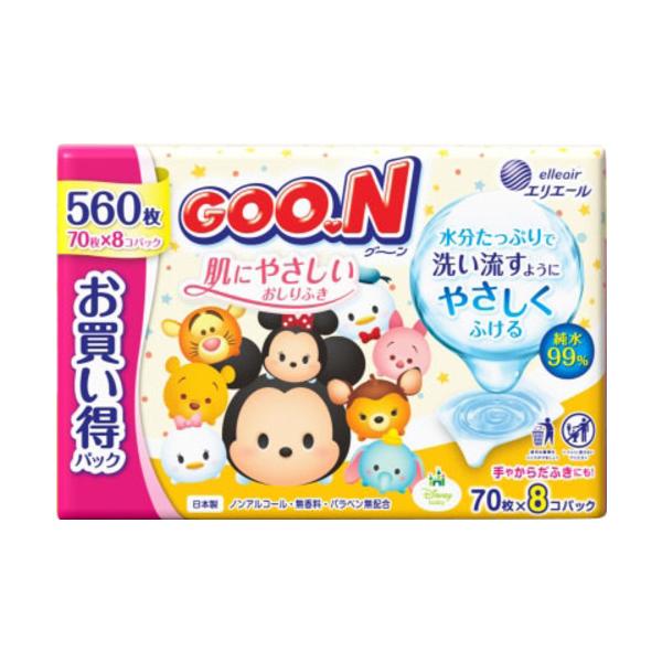 大王製紙　グーン　肌にやさしいおしりふき　70枚　8P 861