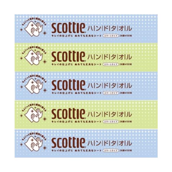 日本製紙クレシア　スコッティ　ハンドタオル　１００　スマートタイプ　５箱パック　5P 861