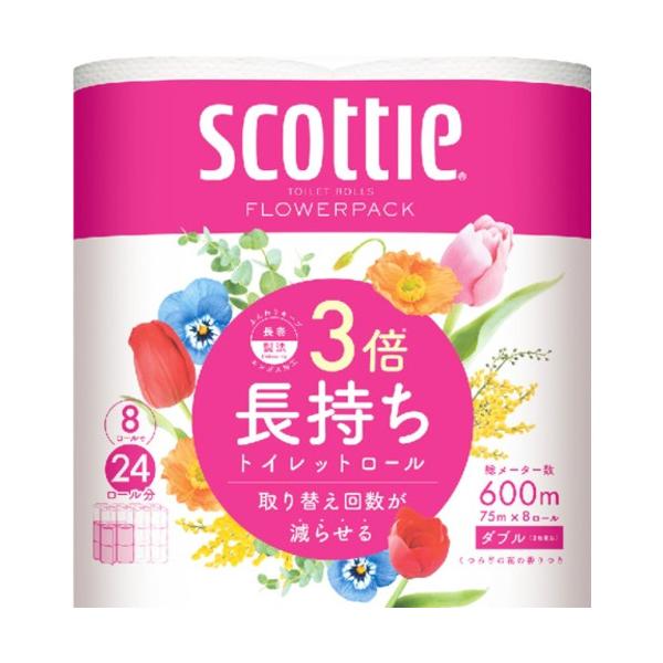 日本製紙クレシア　スコッティ　フラワーパック　3倍長持ち　ダブル　8ロール 861
