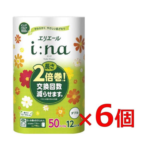 大王製紙　エリエール　イーナ　トイレットティシュー　ダブル　12R×6パック　【セット販売】 861