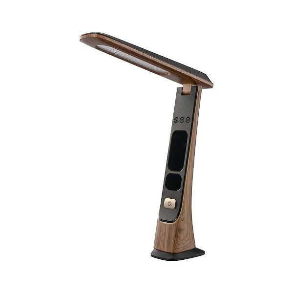 オーム電機　DS-L45FD-M　LEDデスクライト　デジタル表示機能付　450lm　USB給電　Type-Cケーブル付属　ダークウッド 49