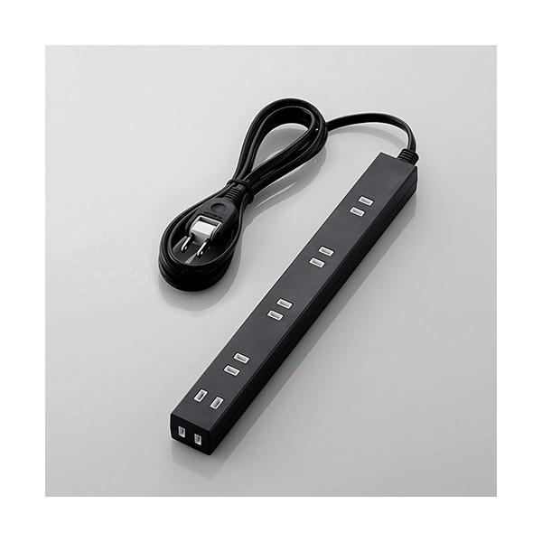 他サイト： エレコム T-NSLK-2620BK ほこり防止シャッター付きスリムタップ(雷ガード内蔵) 2m ブラックの商品画像
