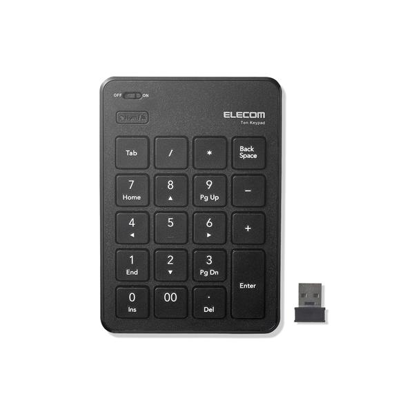 他サイト： キーボード エレコム 無線 ワイヤレス TK-TDP019BK 無線薄型テンキーパッド ブラックの商品画像