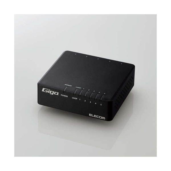 他サイト： エレコム EHC-G05PA4-JB Giga対応5ポートスイッチ(プラ筐体／ACアダプター) EHCG05PA4JBの商品画像