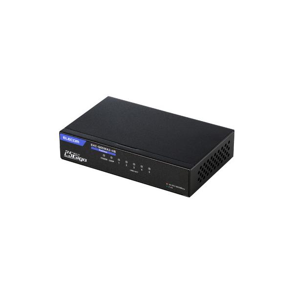 エレコム　EHC-Q05MA2-HB　スイッチングハブ　5ポート　全ポート2.5Gbps　金属筐体　静音ファンレス　壁掛け対応　IEEE802.3az　ブラック 126