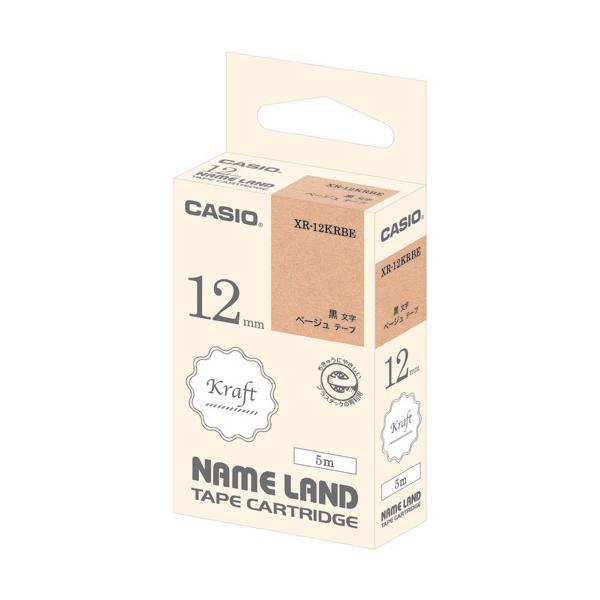 カシオ　XR-12KRBE　クラフトテープ　12mm幅　ベージュ／黒文字 500